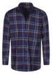Thumbnail Chemise à manches longues en coton bleue marine à carreaux avec un col américain