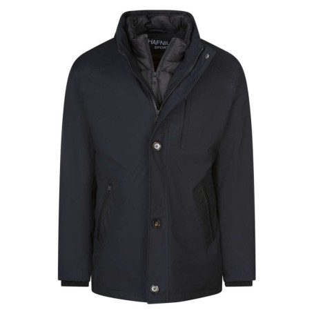 Parka noire unie à coupe droite avec col...