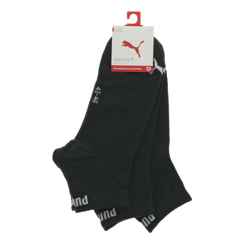 Puma - Lot De 3 Paires De Chaussettes Basses Noires Unies Avec Le Logo - Noires