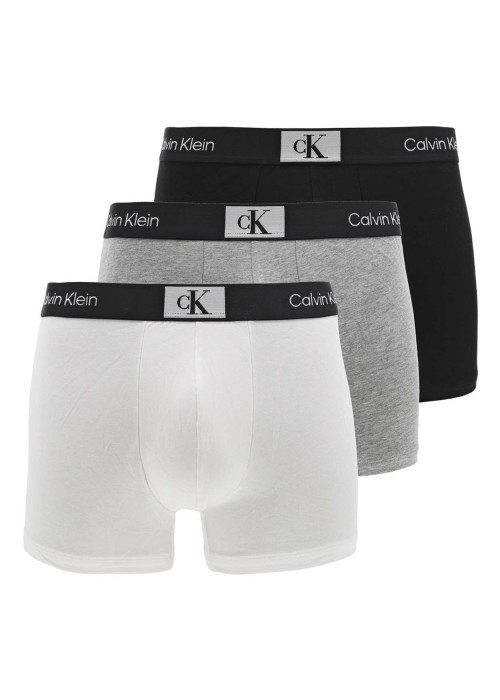 Lot de 3 boxers en coton blancs, gris et noirs avec logo blanc et coupe ajustée