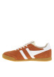 Thumbnail Baskets tennis orange en cuir avec lacets plats, logo doré et semelle marron - Image 2