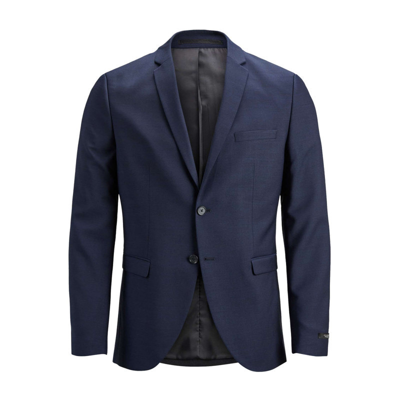Premium By Jack & Jones - Veste Solaris Marine Uni à Coupe Slim, Col à Revers Et à Manches Longues - Marine