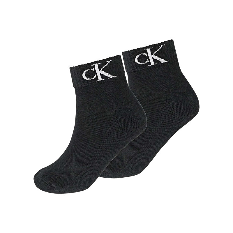 Calvin Klein Jeans - Lot De 2 Paires De Chaussettes Hautes En Coton Mélangé Noires Unies - Noires
