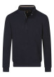 Thumbnail Sweat marine uni coupe droite col camionneur avec logo brodé sur la manche