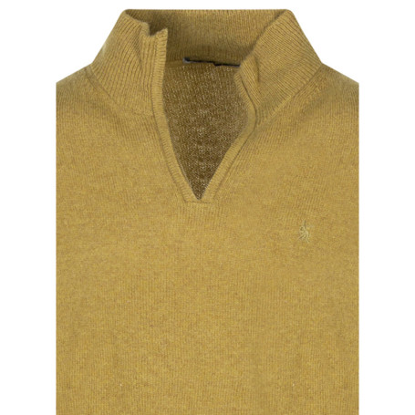 Pull ocre uni ajusté avec un col camionneur et...
