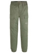 Thumbnail Cargo en coton kaki uni à taille et ourlets élastiqués et avec une coupe slim