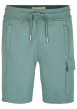 Thumbnail Short jogging en coton vert d'eau uni à coupe regular fit et à taille élastiquée