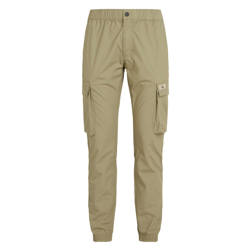 Calvin Klein Jeans - Cargo En Coton Kaki Uni Avec Une Coupe Slim Et Une Taille élastiquée - Kaki Calvin Klein Jeans - Cargo En Coton Kaki Uni Avec Une Coupe Slim Et Une Taille élastiquée - Kaki