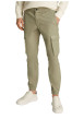 Thumbnail Cargo en coton kaki uni avec une coupe slim et une taille élastiquée - Image 4