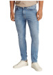 Thumbnail Jean en coton bleu stone délavé avec une coupe slim et une taille intermédiaire - Image 4