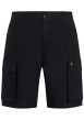 Thumbnail Bermuda cargo en coton noir uni à coupe regular fit avec une taille élastiquée