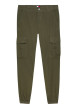 Thumbnail Pantalon Cargo kaki uni en coton avec une coupe slim et des poches à rabat