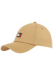Thumbnail Casquette beige unie en coton biologique avec des trous d'aération et logo