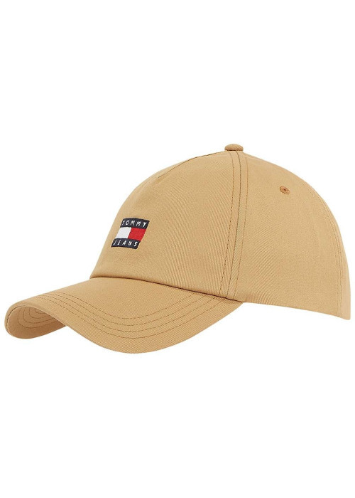 Casquette beige unie en coton biologique avec des trous d'aération et logo