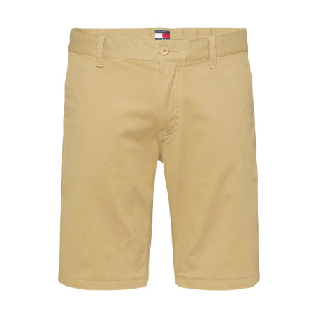 Short Chino beige uni en coton avec une coupe...