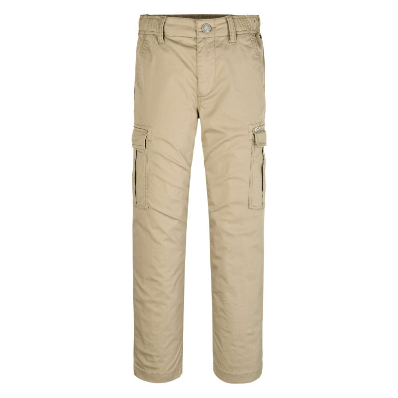 Tommy Hilfiger - Pantalon Cargo Beige Uni Avec Une Coupe Droite Et Des Passants Pour Ceinture - Beige Tommy Hilfiger - Pantalon Cargo Beige Uni Avec Une Coupe Droite Et Des Passants Pour Ceinture - Beige