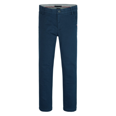 Pantalon Chino marine uni en coton avec une...