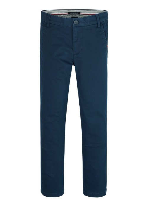 Pantalon Chino marine uni en coton avec une...