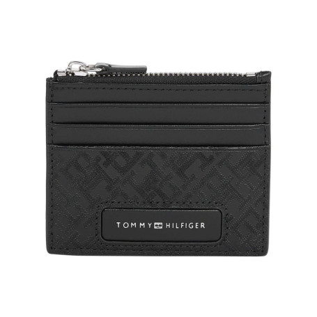 Porte-cartes noir uni en cuir avec une...