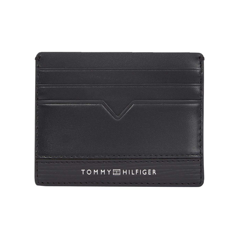 Tommy Hilfiger - Porte-cartes Noir Uni En Cuir Avec Plusieurs Compartiments à Cartes - Noir