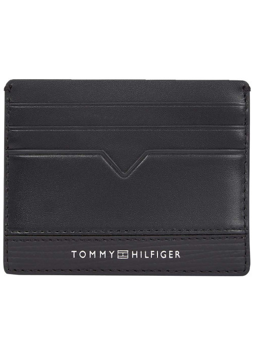 Porte-cartes noir uni en cuir avec plusieurs...