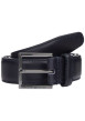 Thumbnail Ceinture marine unie en cuir avec un passant et une boucle au nom de la marque