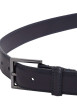 Thumbnail Ceinture marine unie en cuir avec un passant et une boucle au nom de la marque - Image 2