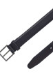 Thumbnail Ceinture marine unie en cuir avec un passant et une boucle au nom de la marque - Image 3