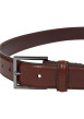 Thumbnail Ceinture marron unie en cuir avec nom iconique de la marque sur la boucle - Image 2