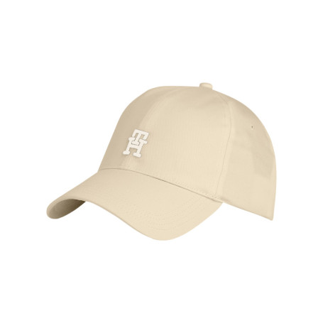 Casquette beige unie en coton avec un clip de...