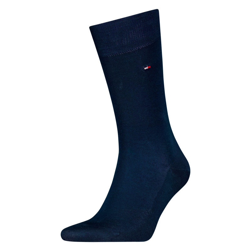 Tommy Hilfiger - Chaussettes Hautes En Coton Nuit Unies Avec Logo Sur Le Haut - Nuit
