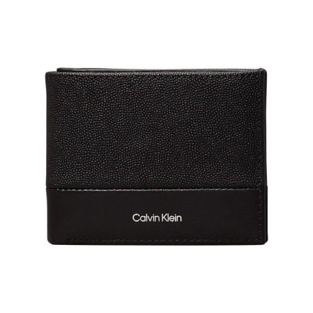 Petit portefeuille en cuir noir bi-matière avec...