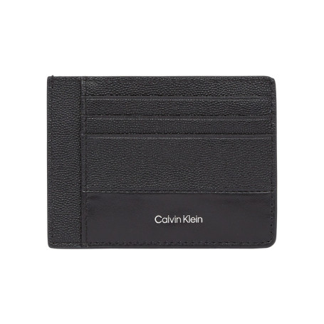 Porte-cartes en cuir noir uni avec un touché...