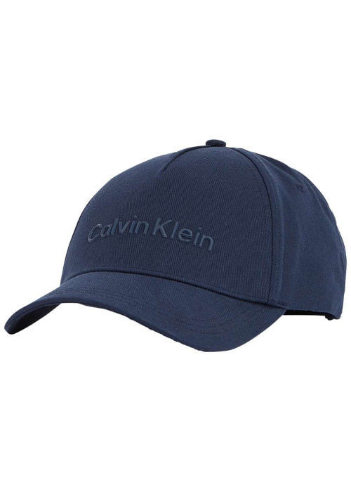 Casquette strapback en coton bleue nuit unie avec le nom de la marque en relief