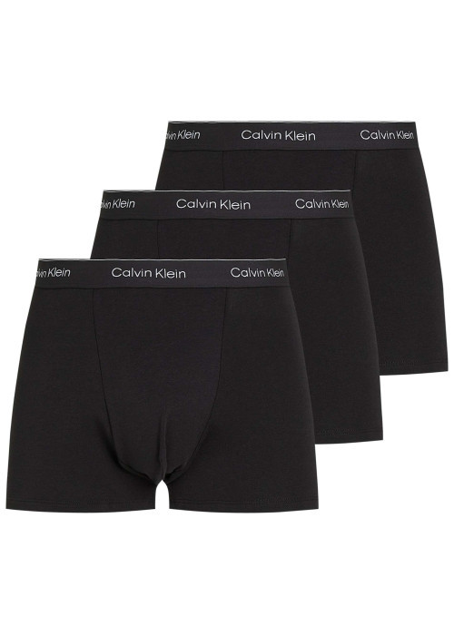 Lot de 3 boxers classiques en coton noirs unis avec une ceinture élastiquée