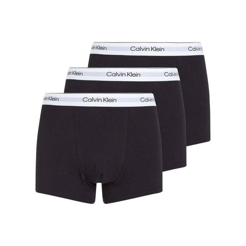 Calvin Klein Jeans - Lot De 3 Boxers Classiques En Coton Noirs Unis à Ceinture élastiquée Blanche - Noirs Calvin Klein Jeans - Lot De 3 Boxers Classiques En Coton Noirs Unis à Ceinture élastiquée Blanche - Noirs