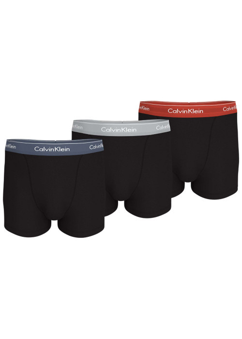 Lot de 3 boxers classiques en coton noirs unis avec tailles élastiquées colorées