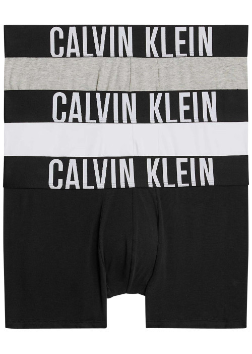 Lot de 3 boxers classiques en coton tricolore unis avec une ceinture noire large
