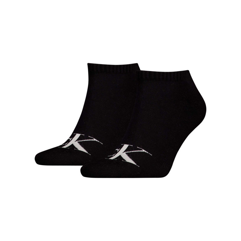 Calvin Klein Jeans - Lot De 2 Paires De Chaussettes Basses Noires Unies Avec Monogrammes Blancs - Noires Calvin Klein Jeans - Lot De 2 Paires De Chaussettes Basses Noires Unies Avec Monogrammes Blancs - Noires