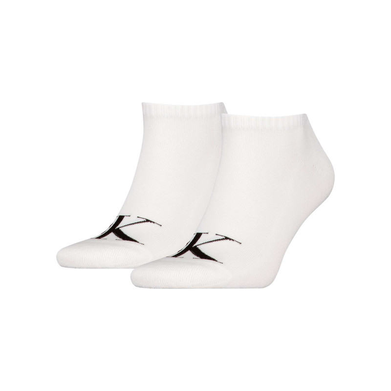 Calvin Klein Jeans - Lot De 2 Paires De Chaussettes Basses Blanches Unies Et Monogrammes Noirs - Blanches Calvin Klein Jeans - Lot De 2 Paires De Chaussettes Basses Blanches Unies Et Monogrammes Noirs - Blanches
