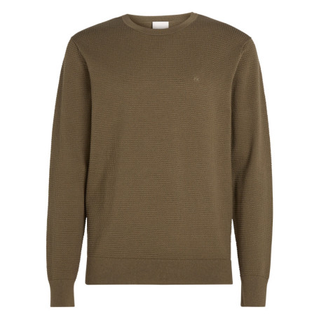 Pull en coton mélangé kaki en maille effet...