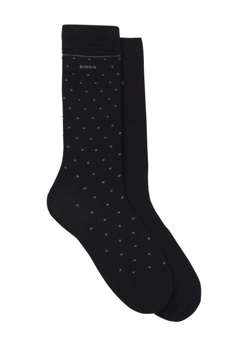 Lot de 2 paires de chaussettes hautes noires à pois avec marque