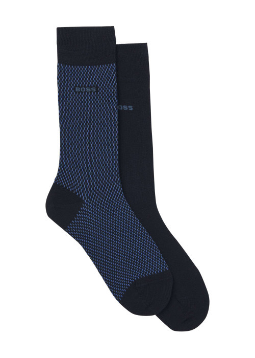 Lot de 2 paires de chaussettes hautes marine bicolore avec logo