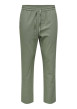 Thumbnail Pantalon chino crop en coton et lin mélangé vert tilleul uni avec une coupe slim