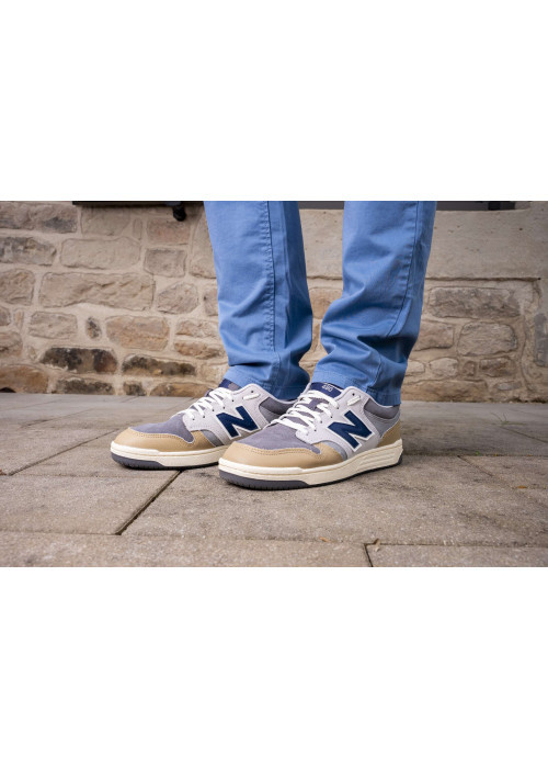 Cargo en coton mélangé beige uni à coupe regular fit avec des lacets sur le bas