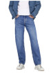 Thumbnail Jean en coton bleu délavé avec une coupe regular fit et une braguette à boutons - Image 4
