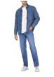 Thumbnail Jean en coton bleu délavé avec une coupe regular fit et une braguette à boutons - Image 5