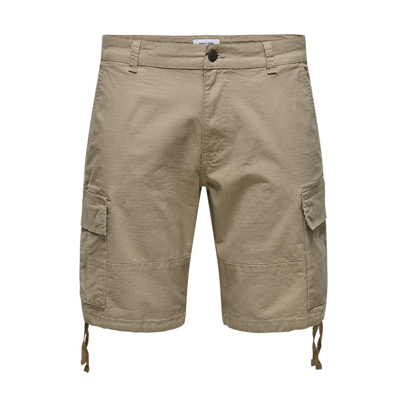 Only&sons - Short Cargo En Coton Mélangé Beige Uni Avec Une Coupe Regular Fit - Beige Only&sons - Short Cargo En Coton Mélangé Beige Uni Avec Une Coupe Regular Fit - Beige