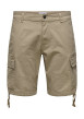 Thumbnail Short cargo en coton mélangé beige uni avec une coupe regular fit
