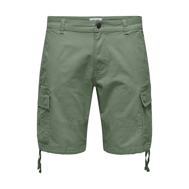 Only&sons - Short Cargo En Coton Mélangé Vert Tilleul Uni Avec Une Coupe Regular Fit - Tilleul Only&sons - Short Cargo En Coton Mélangé Vert Tilleul Uni Avec Une Coupe Regular Fit - Tilleul